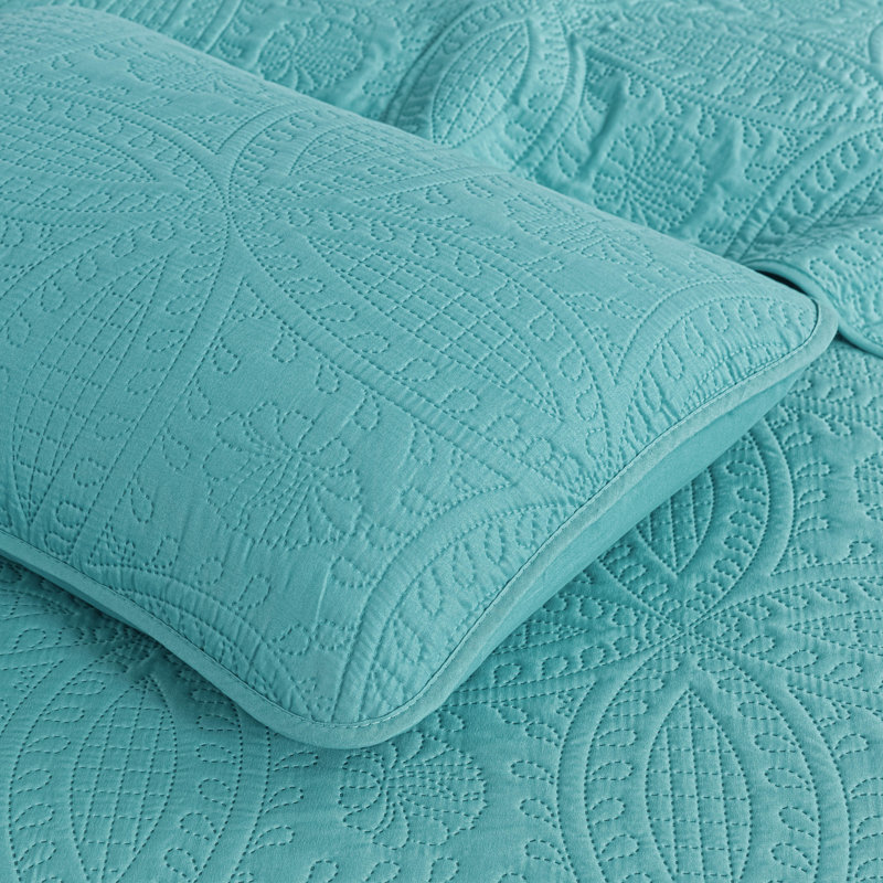 Turquoise King Reversible Microfiber Bedspread Set