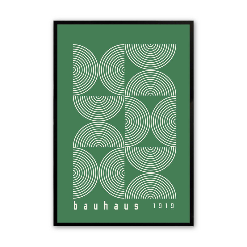 Lignes vertes du Bauhaus moderniste, H 15 po x l 12 po, Cadre photo noir satiné