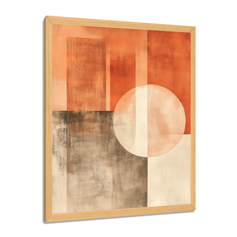 Orange Brown Modern Geometry Flow II - Terracotta Balance I - Tableau abstrait de style transitionnel encadré