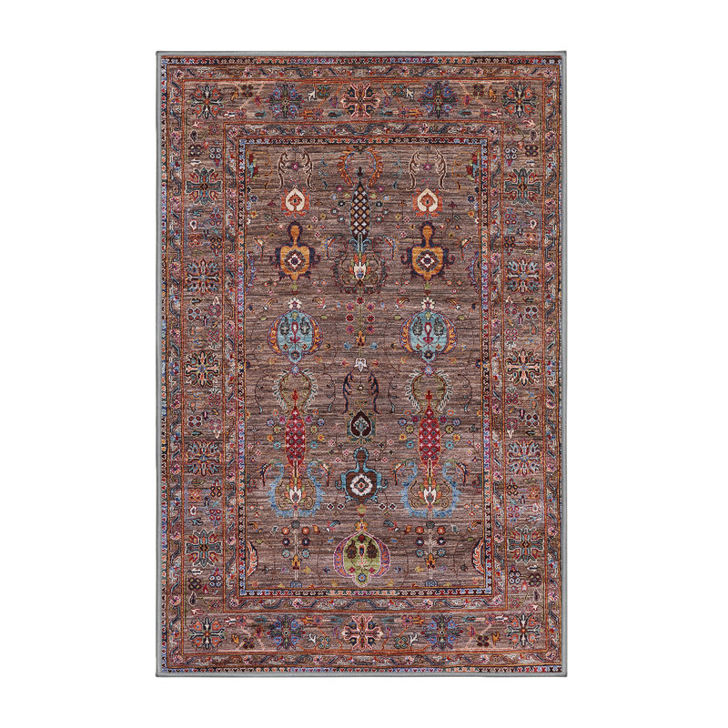 Tapis brun à motif oriental, Rectangle 7 pi x 10 pi