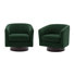 Fauteuil demi-tonneau pivotant en velours côtelé vert foncé avec base en bois massif Applewold