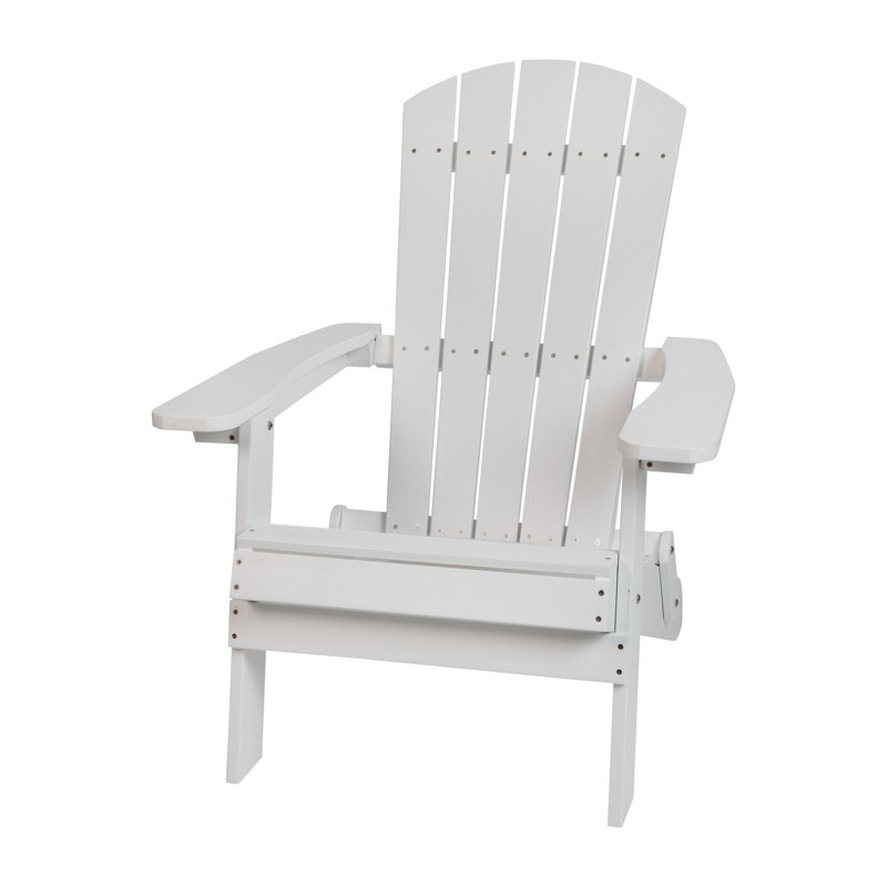 Chaise Adirondack pliante en résine de polyester toutes saisons Bayfield, Blanc
