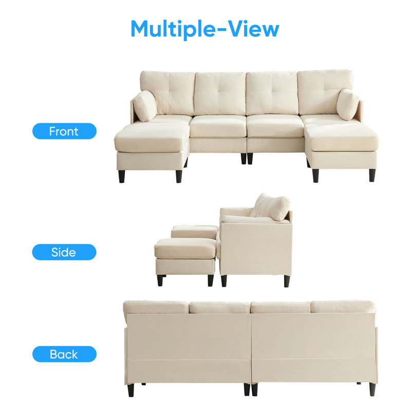 Canapé modulaire convertible en L 87 po à 4 places 87 po - Combinaison gratuite de 4 pièces. Canapé modulaire en velours côtelé avec sièges profonds (49,6 po) et accoudoirs pouvant être installés. Pour le salon