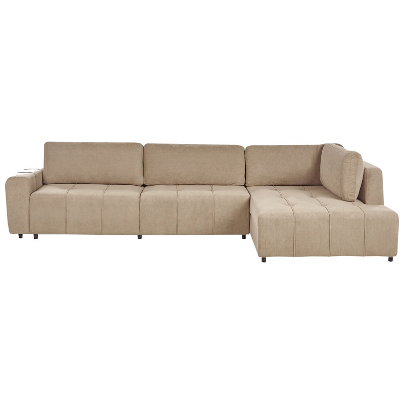 4 Seater Fabric Corner Sofa Bed with Storage Chantea, Right Hand Facing, Brown