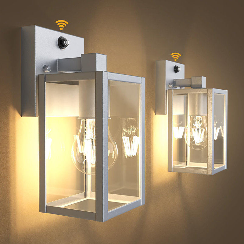 Dusk to Dawn Outdoor Wall Lantern 2 Pack (Bulbs not Included), Silver