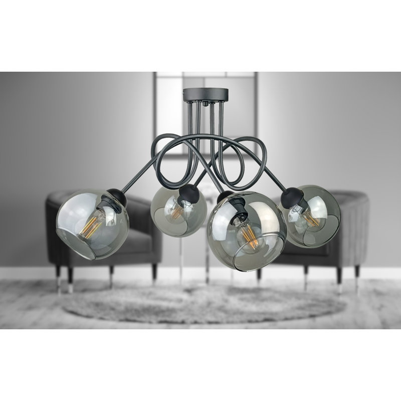 Betzie Glass Semi Flush Mount, Black