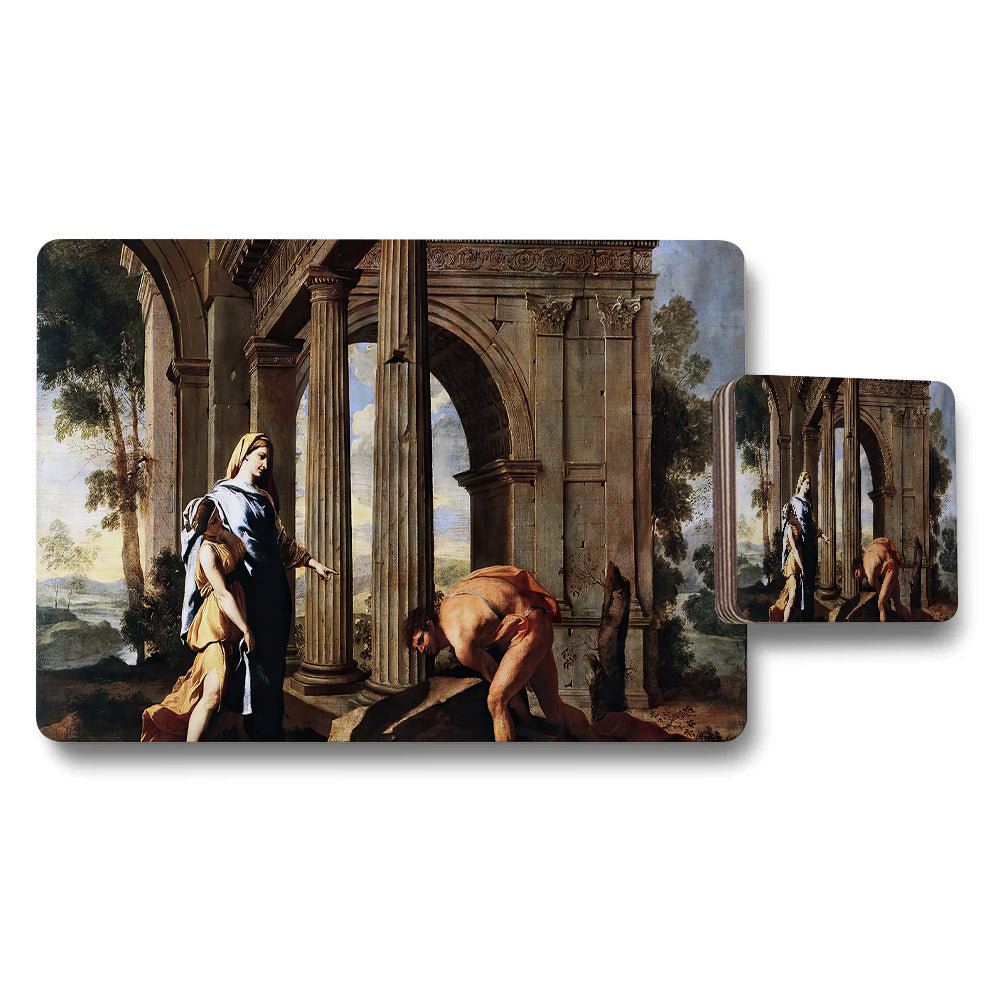 Placemat Coaster Set Featuring Classic Architectural Scene Artwork