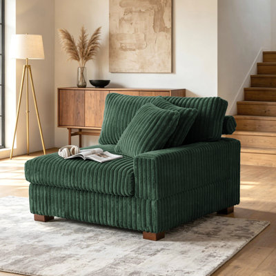 Fauteuil rembourré en flanelle de fourrure de lapin verte avec dossier rembourré