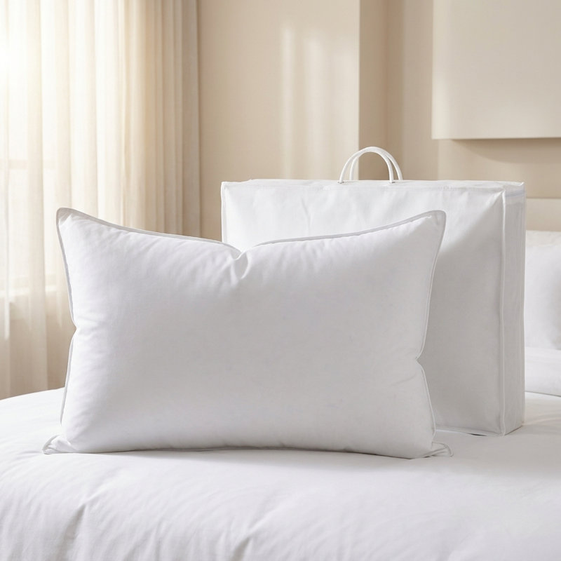 Luxury Hotel-Style Natural Goose Down Pillow - 100% Cotton Cover, 1000+ Fill Power, Plush & Supportive, Standard/Queen Size（Set of 1）
