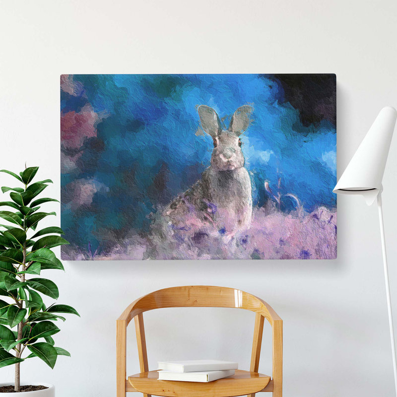 Curious Hare In Abstract - Wrapped Canvas Painting, 50 cm H x 76 cm W