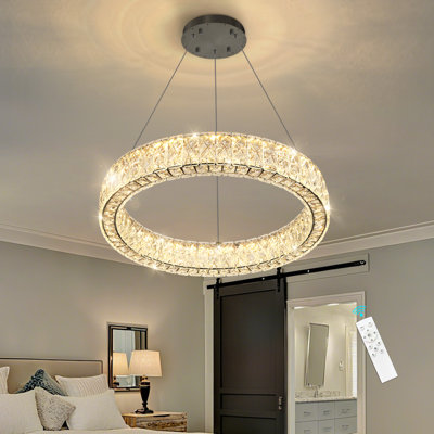 Lustre moderne en cristal à DEL noir