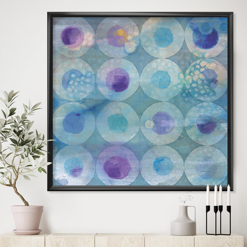 « aquarelle géométriqueal circles ii », reproduction d’image sur toile, Cadre noir, H 30 po x l 30 po x P 1 po