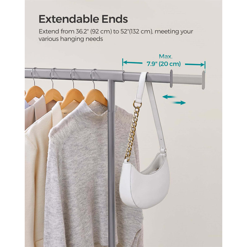 Bonville Adjustable Rolling Clothing Rack, Grey