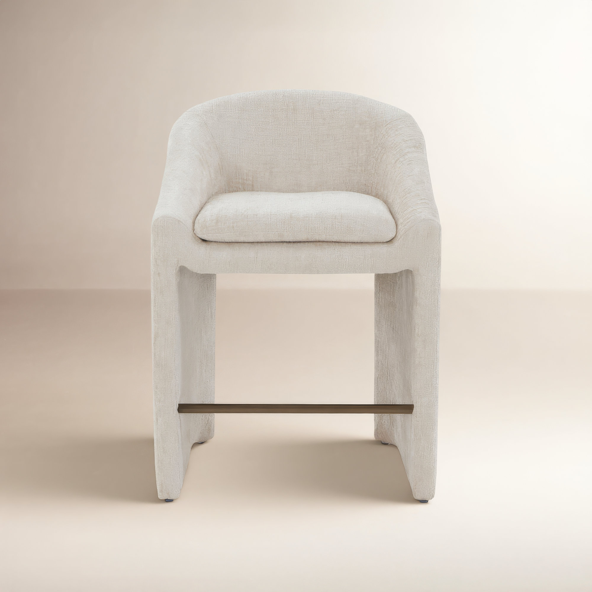 Kagan Upholstered Chenille Bar & Counter Stool, Counter Stool (26.8" Seat Height), Cream