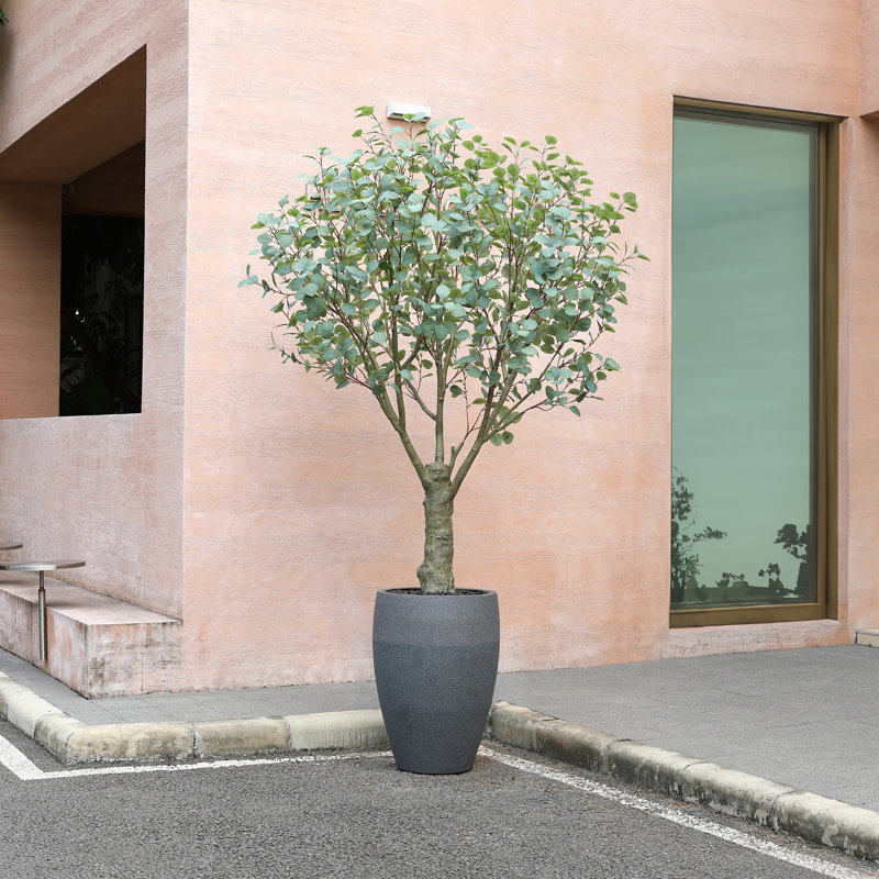 Primrue Adcock 8ft UV Resistant Artificial Eucalyptus Tree with Grey ...