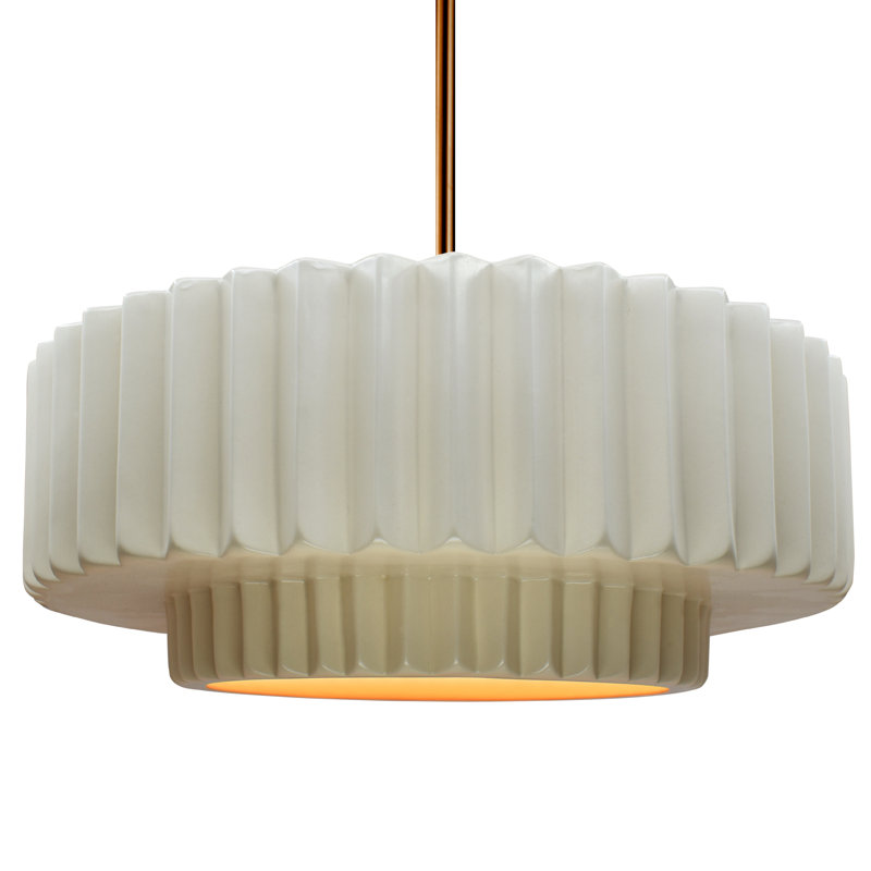 Luminaire suspendu 1 lumière Meydan, H 6 po x l 16,25 po x P 16,25 po, Blanc mat / or champagne, Laiton brossé