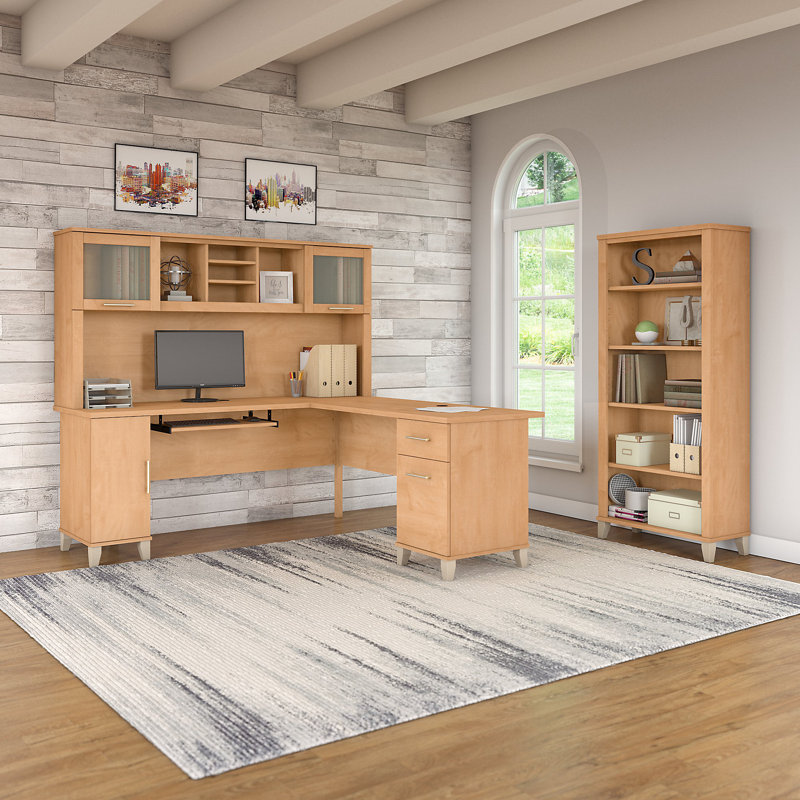 Magomed 3 Piece Computer Desk Office Set, Maple Cross