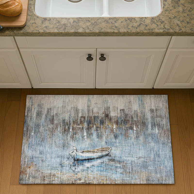 Tapis de qualité supérieure lavable à la machine Mayfield AMF2056, Bleu, 1 pi 8 po x 2 pi 6 po