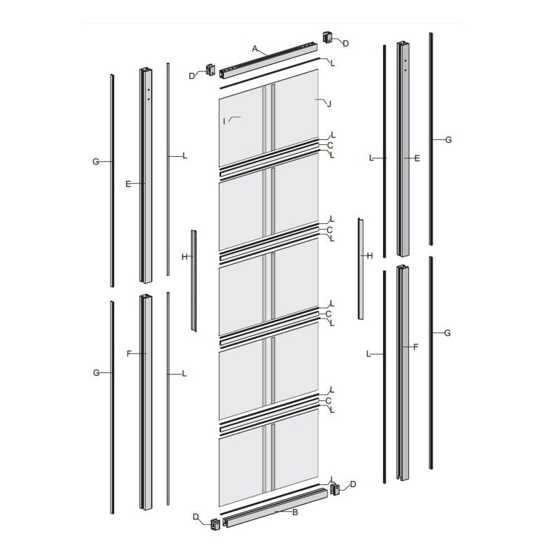 36" x 84" Clear Tempered Glass Sliding Barn Door with Black Aluminum Frame