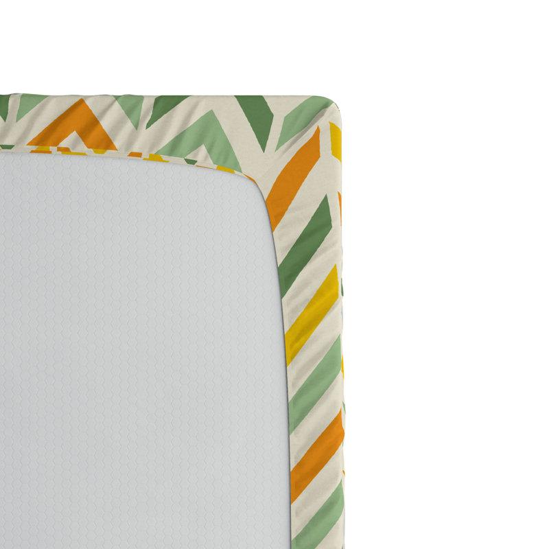 Microfiber Chevron Fitted Sheet, Yellow Chevron, Full Fitted Sheet