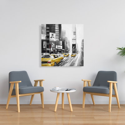 Times Square and Yellow Taxis - Contemporary Canvas Art