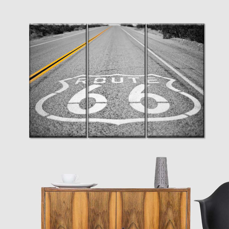 " Route 66 Open Road " by L. C. Sutton Creations 3 - Pieces, 38" H x 24" W x 1.25" D