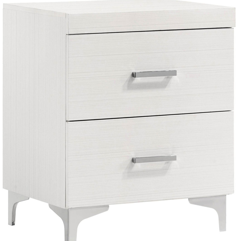Table de chevet blanche 2 - Profitez d'un rangement pratique avec un design élégant pour les tiroirs anglais en métal