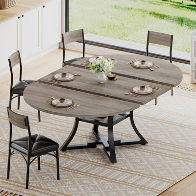Round Extendable Dining Table Set For 4-6 People