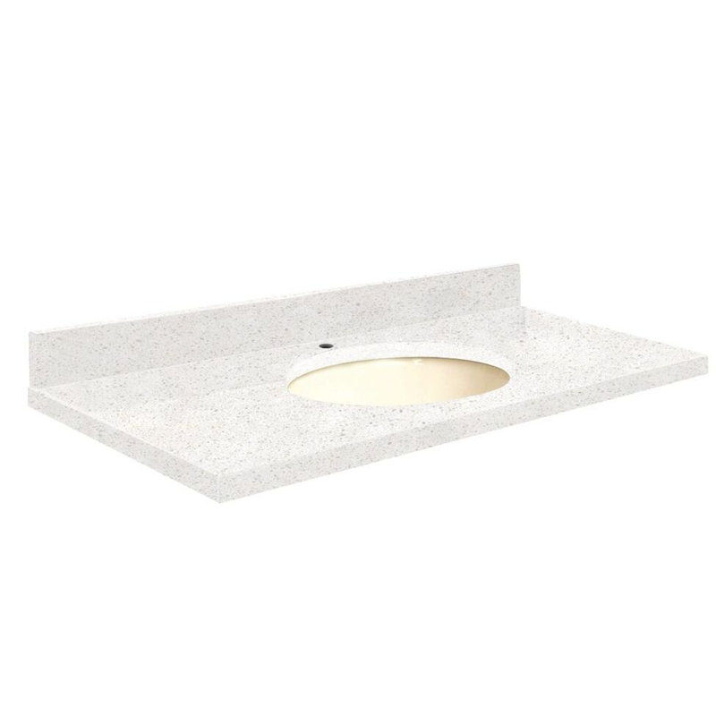 Dessus de salle de bain simple 31 po meuble-lavabo, Biscuit, Ouverture, Simple