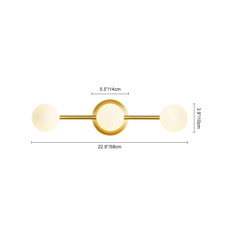 Ivory White Glass Globe Dimmable Vanity Light, 3