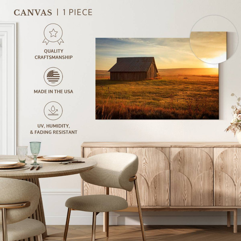 Lilie Wooden Barn At Sunset, 32" H x 48" W