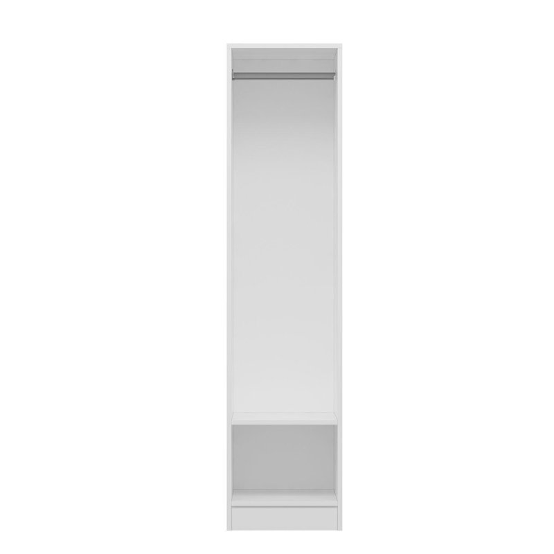 Armoire blanche moderne avec de nombreuses tablettes Wesa, 18,0 po x 74,8 po x 20,5 po | 100% panneau de particules enduit de mélamine, épaisseur: 0,7 pouce | Conception élégante, parfaite pour organiser les vêtements et les accessoires dans n'importe quelle pièce