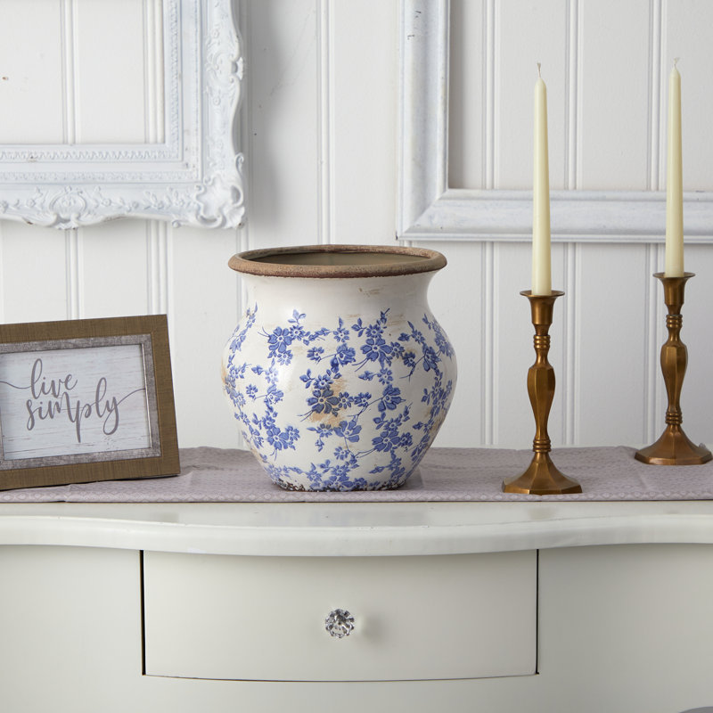Vase de table en céramique, H 9,75 po x l 10,5 po x P 10,5 po