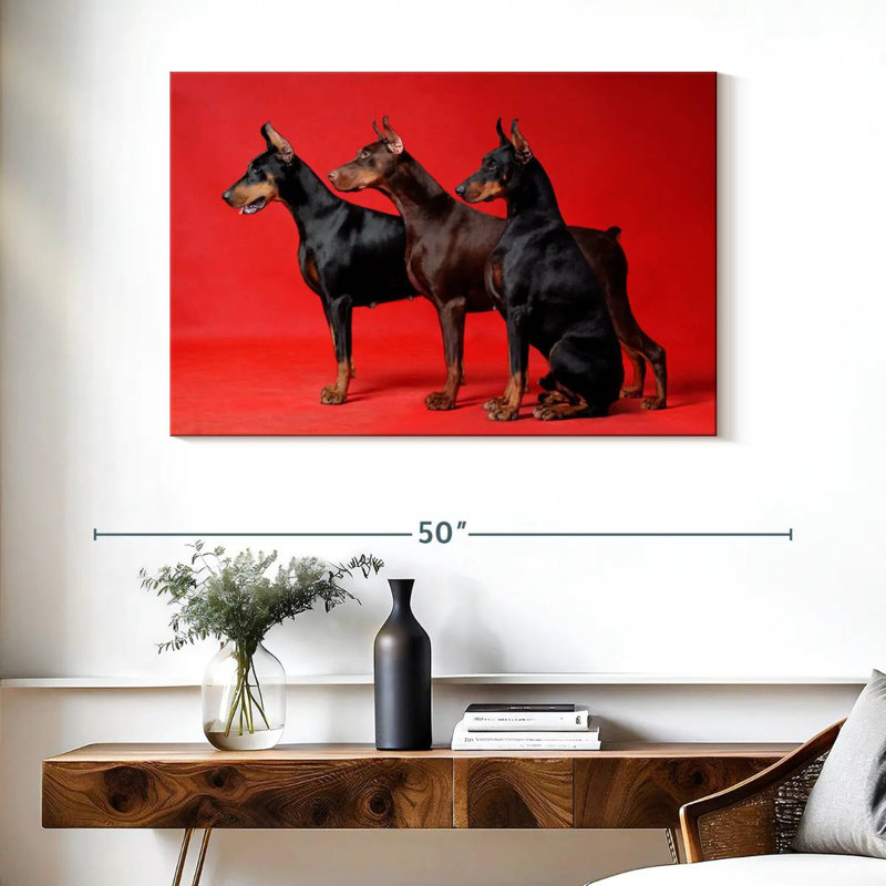 Doberman Trio, 26" H x 39" W