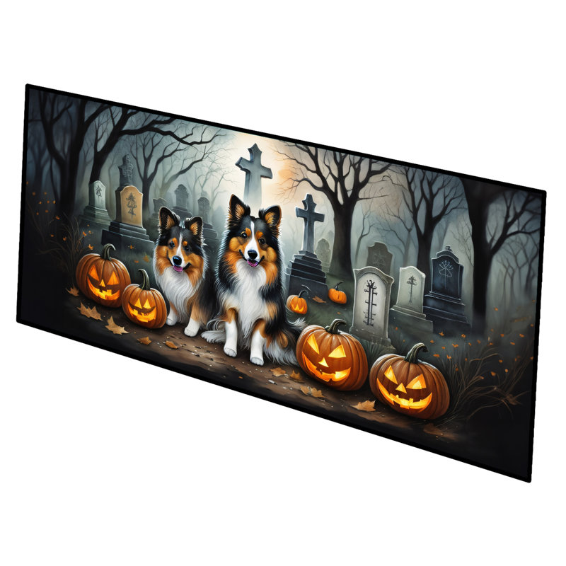 Sheltie Spooky Halloween Runner Mat 28x58