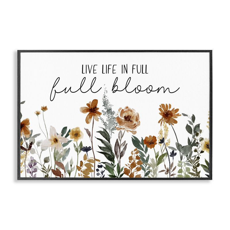 «Full Bloom Sentiment», estampe numérique par JJ Design House LLC, H 12 po x l 18 po, Giclée encadrée noir minuit