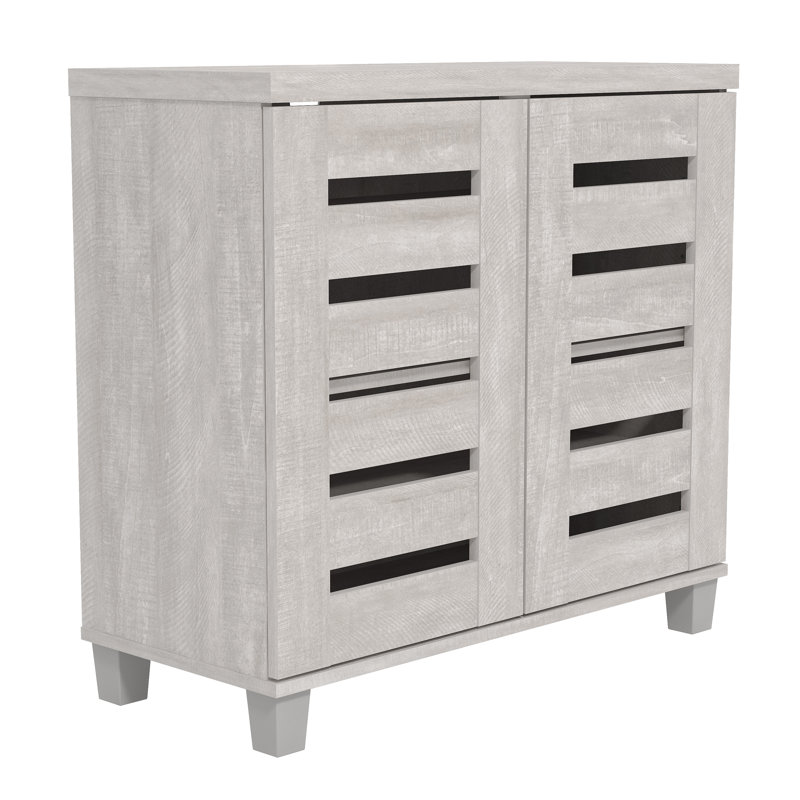 Armoire de rangement pour chaussures Millan, 12 paires, Chêne gris cendré