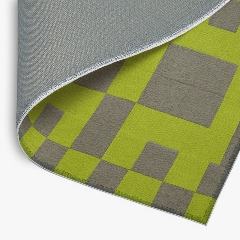 Tapis d'intérieur et d'extérieur à carreaux vert, Rectangulaire 2 pi x 3 pi