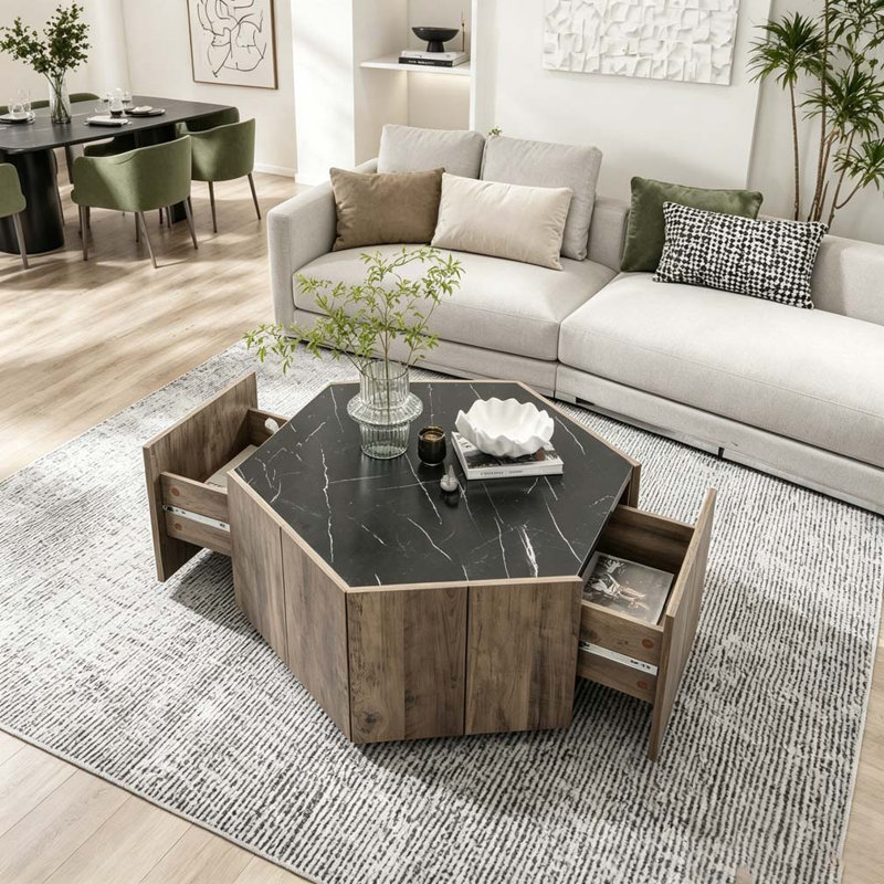 Table basse Retro, Black,Light Brown