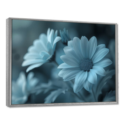 «Blue Mon monochrome Mums Garden Scenery I - Mums Wall Art Living Room»