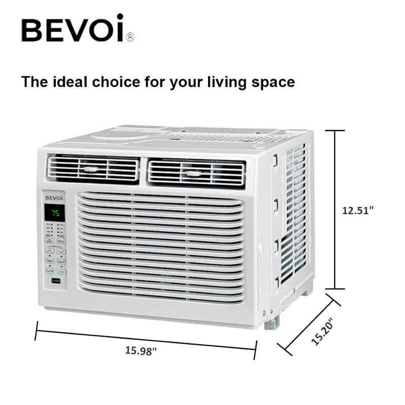 Climatiseur de fenêtre Bevoi 5 000 BTU avec télécommande 115 V en blanc