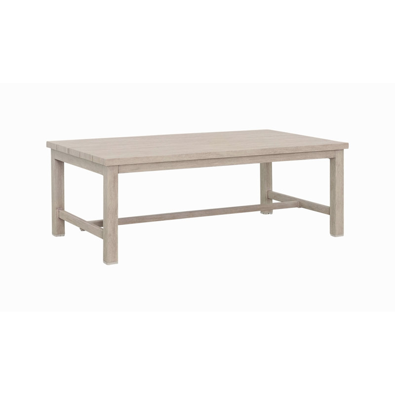 Table basse en aluminium durable - fabrication solide, surface résistante aux intempéries - aspect bouleau blanchi, double bout droit