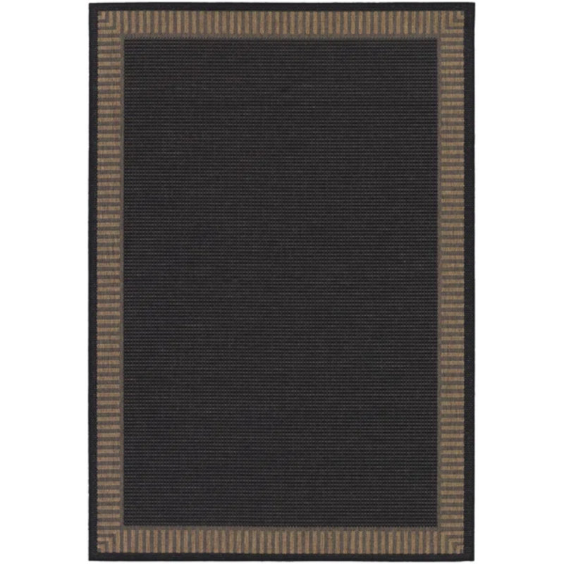 Tapis intérieur / extérieur noir tissé à plat Ailin Sania, Rectangle 7 pi 6 po x 10 pi 9 po, Noir / brun