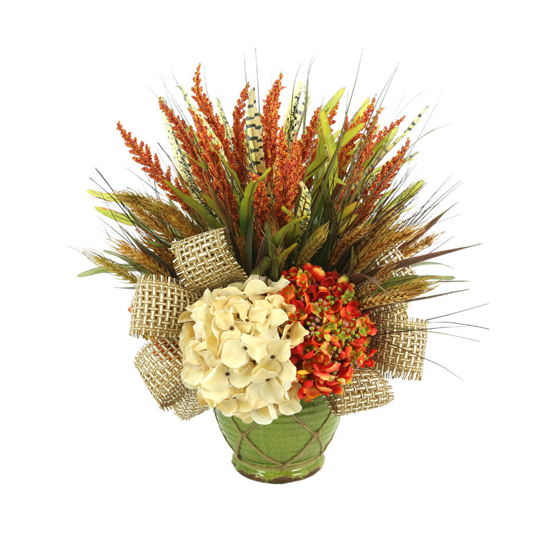 Polysilk Hydrangea Arrangement in Pot
