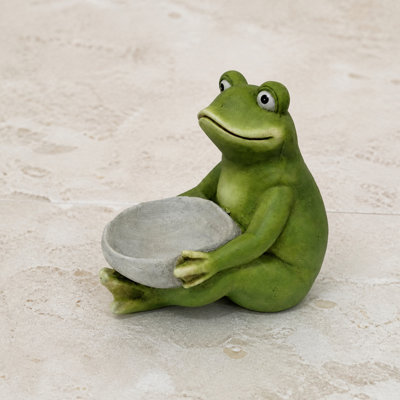 Frog Garden Statue with Bowl