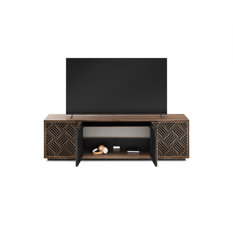 Elements - Cabinet with Rolling Plinth Base - Weave Door, Natural Walnut
