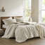 Édredon 3 pièces en coton naturel très grand / très grand, 2 taies décoratives, rembourrage, motif géométrique surdimensionné 100% coton, design, forme Bartacks visible-121262384
