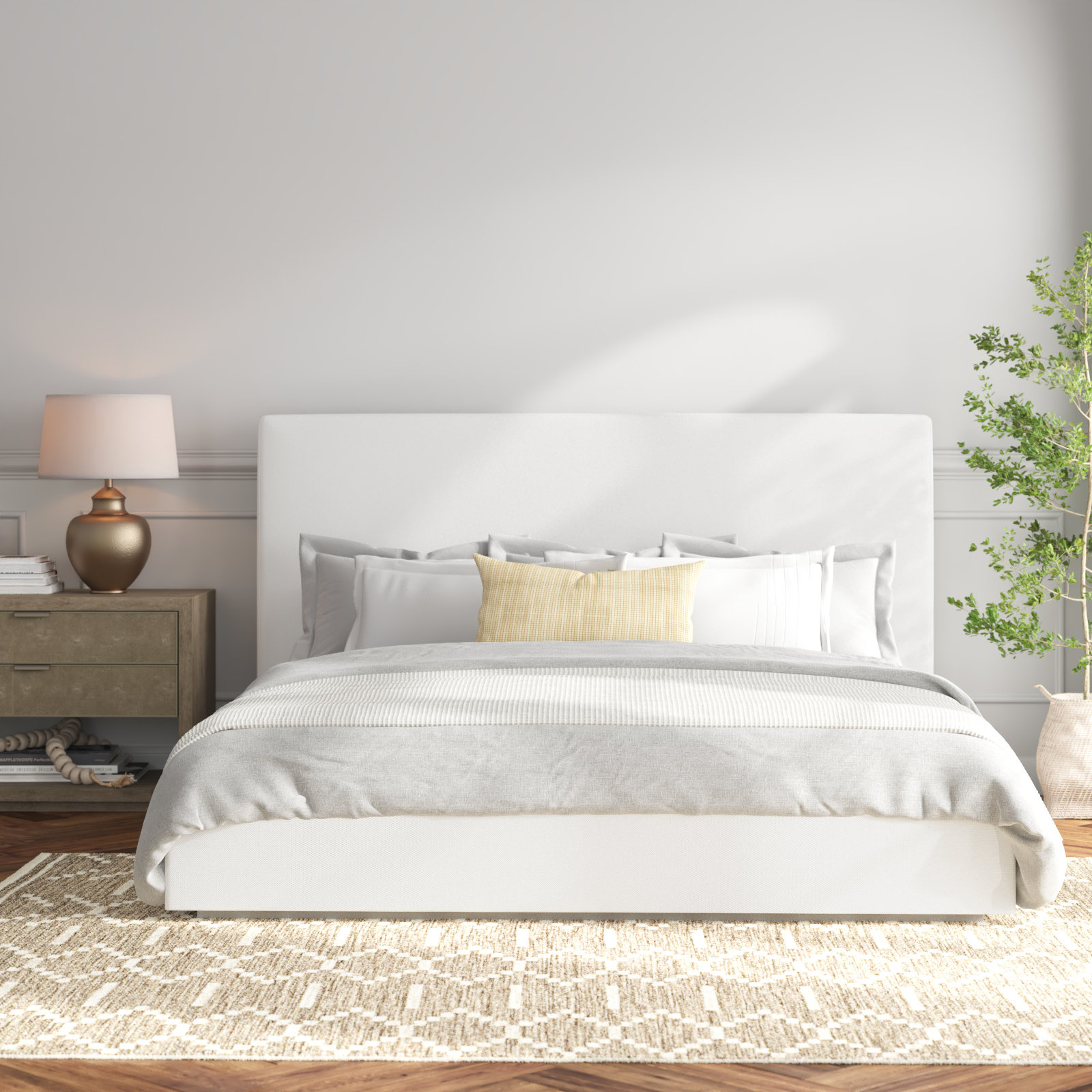 Baccarat Upholstered Bed, California King, Pearl