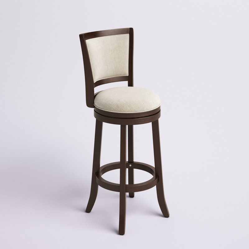 Tabouret de bar et de comptoir pivotant Ametra, Tabouret de bar (siège d'une hauteur de 29,96 po), Beige, Cerisier