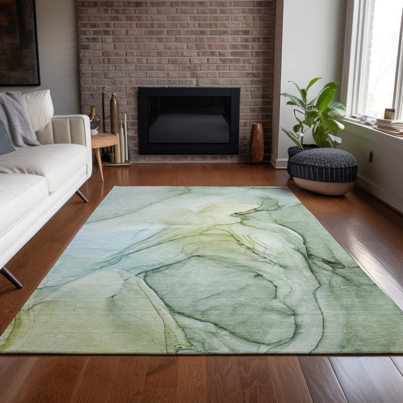 Alfonzo Washable Abstract Indoor / Outdoor Rug, Rectangle 10' x 14'
